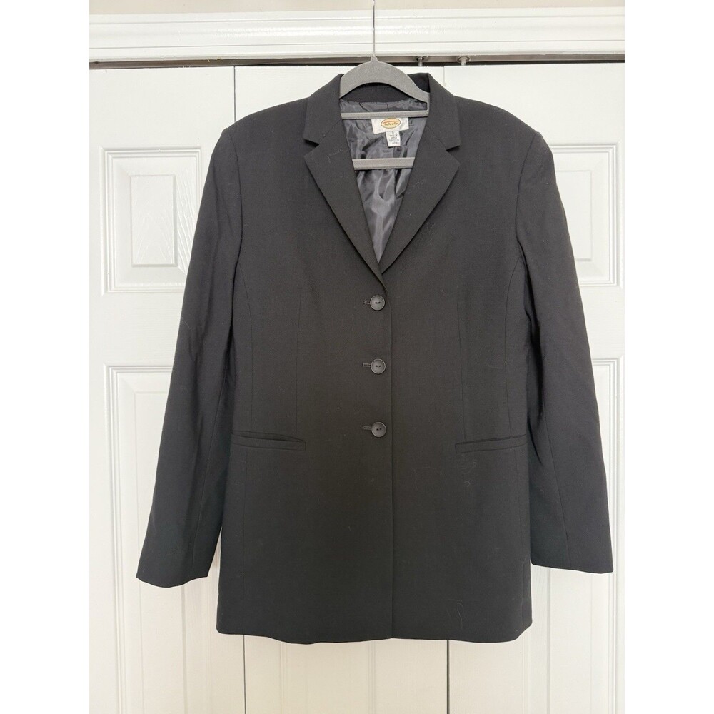 Talbots Womens Black 3-Button Blazer Wool Suit Jacket Blazer Corporate Size 8